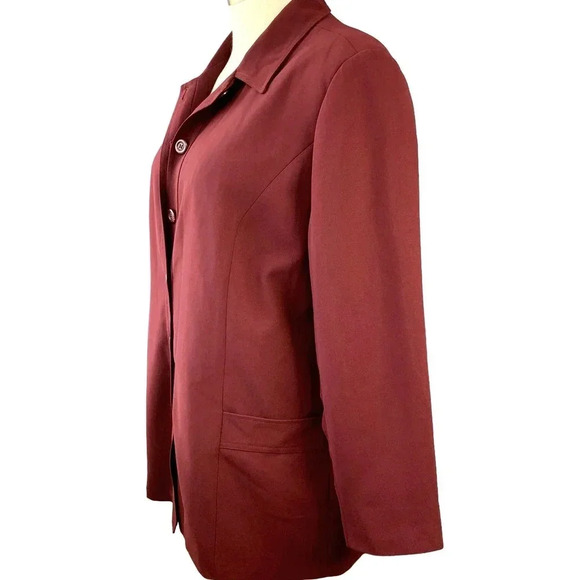 Maggie Barnes Vintage Long Sleeve Button Down Shirt Jacket Size 20W Burgundy - Picture 3 of 16